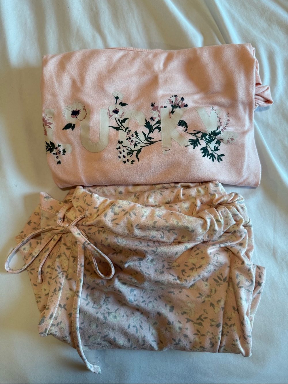 Lucky Brand Light Pink Floral Logo Loungewear Set